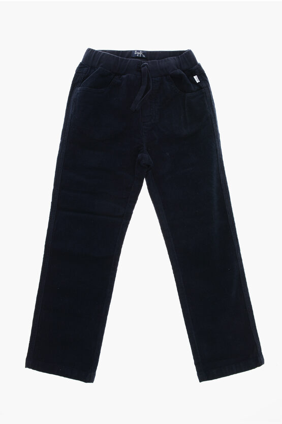 Il Gufo Corduroy Pants With Elastic Waistband In Blue