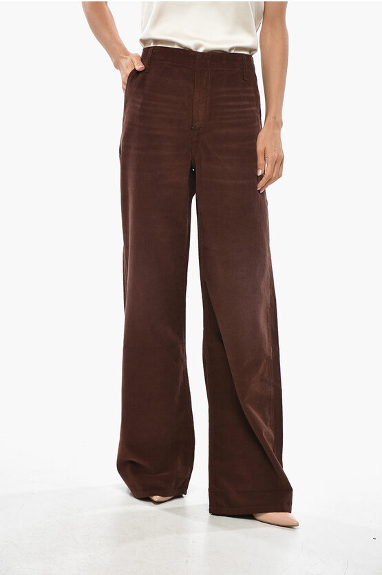 Re/done Corduroy Pants With Hidden Closure In Brown