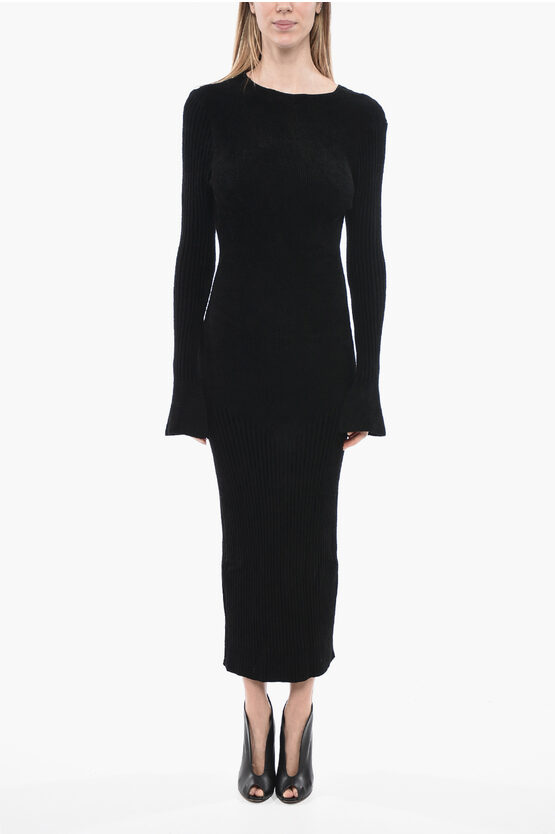 Andreädamo Corduroy Sheath Dress With Cut Out Detail In Black