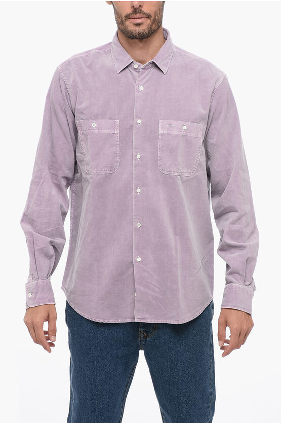 Shop Aspesi Corduroy Shirt With Breast-pockets