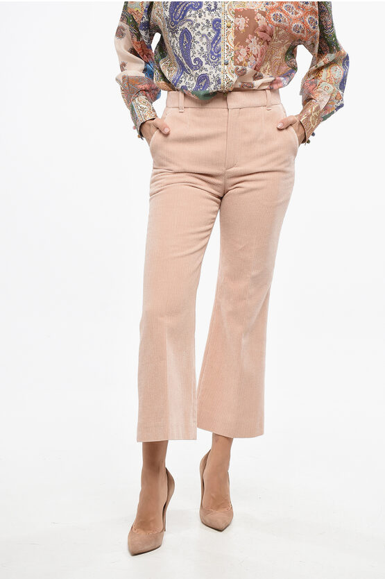 Chloé Corduroy Single Pleated Pants In Pink