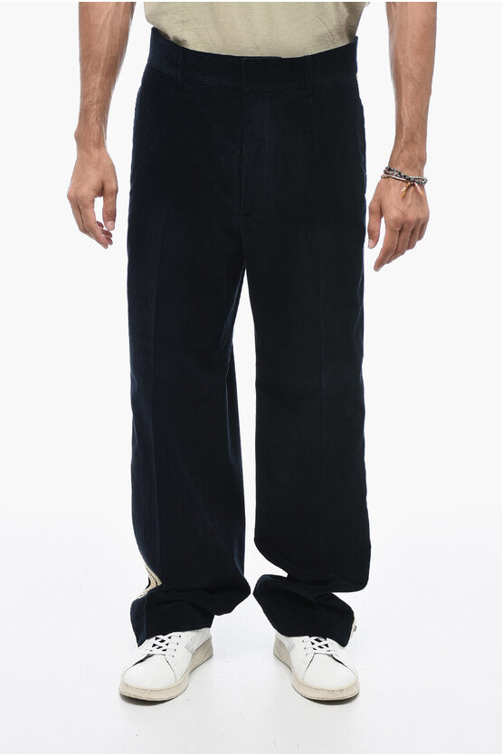 Shop Palm Angels Corduroy Tape Pants With Contrasting Bands