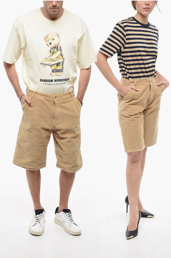 Shop Erl Corduroy Unisex Shorts With 3 Pockets