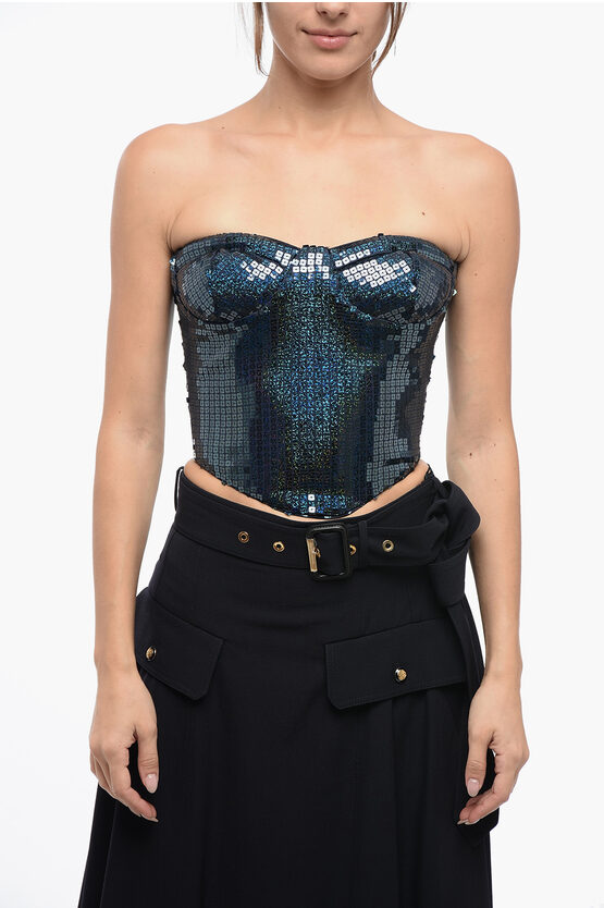 NEW ARRIVALS CORSET DESIGNED SEQUINED TUBE TOP 