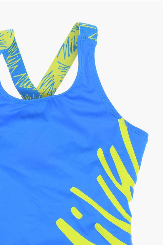 Costume da bagno Intero con Stampa Logo Laterale a Contrasto