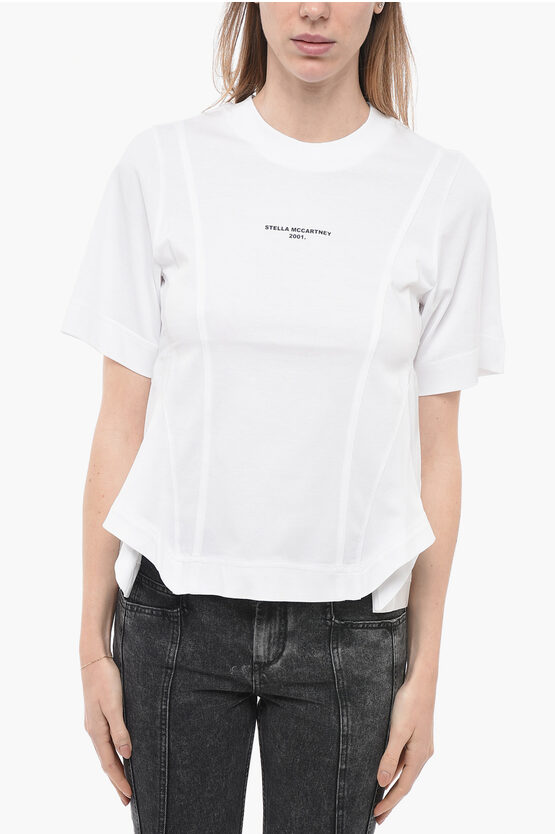 Shop Stella Mccartney Cotton 2001 T-shirt With Transversal Stitchings