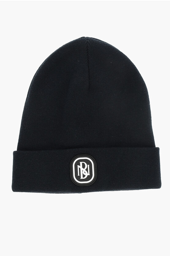 Neil Barrett Cotton And Cashmere Beanie With Embossed Monogram In Black