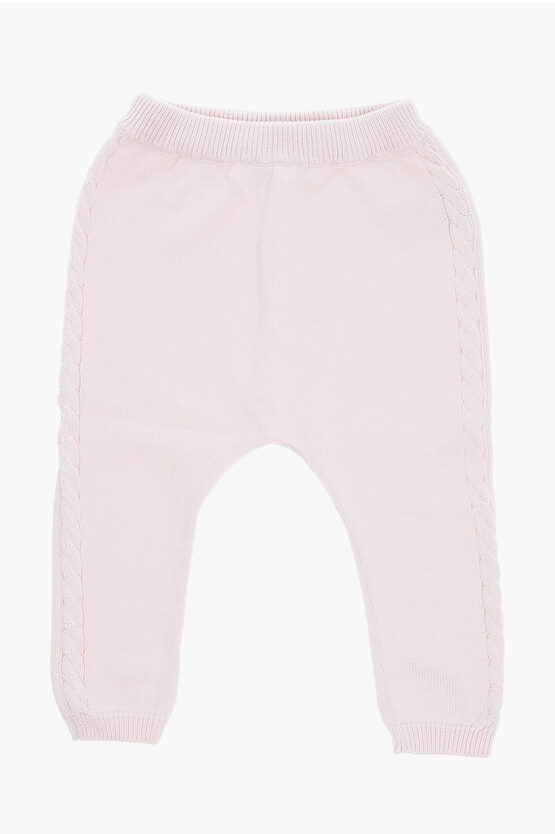 Fendi Cotton And Cashmere Trousers With Elastic Waistband In Pink