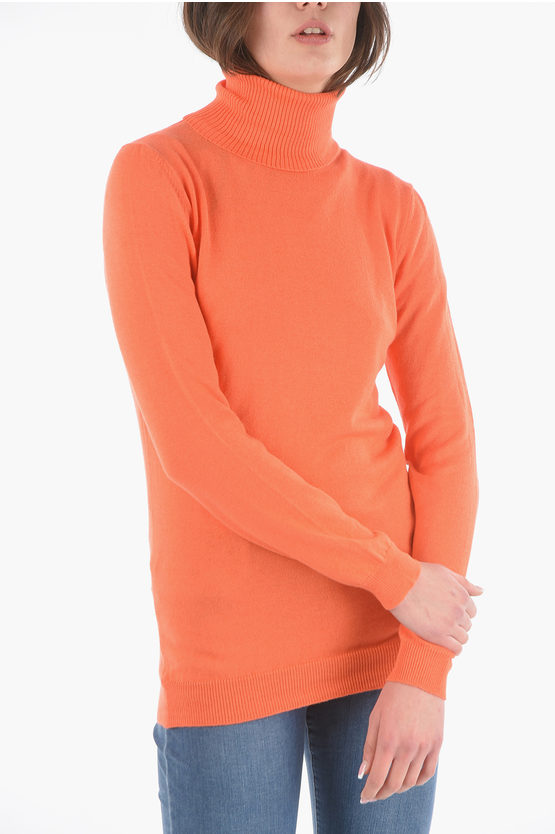 Woolrich Cotton And Cashmere Turtle-neck Sweater In Orange