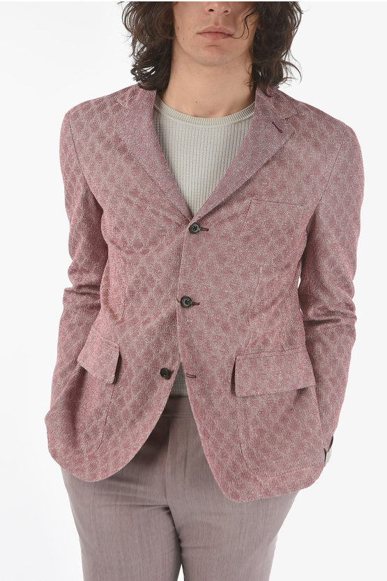 Corneliani Cotton And Flax Side Vents Notch Lapel Sportswear 3-button B In Pink