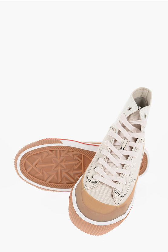 Diesel Cotton And Leather S-athos High-top Sneakrs In Multi