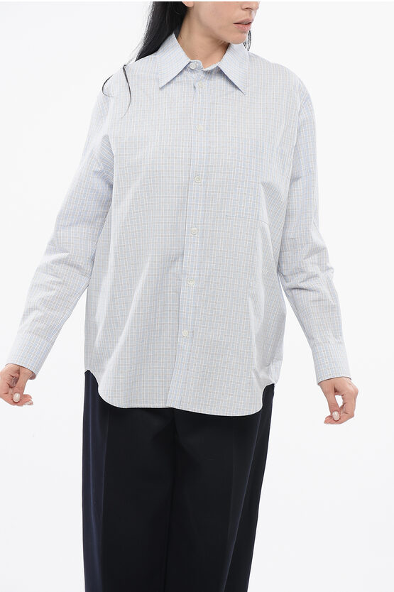 Bottega Veneta Cotton And Linen Blend Shirt With Checkered Motif