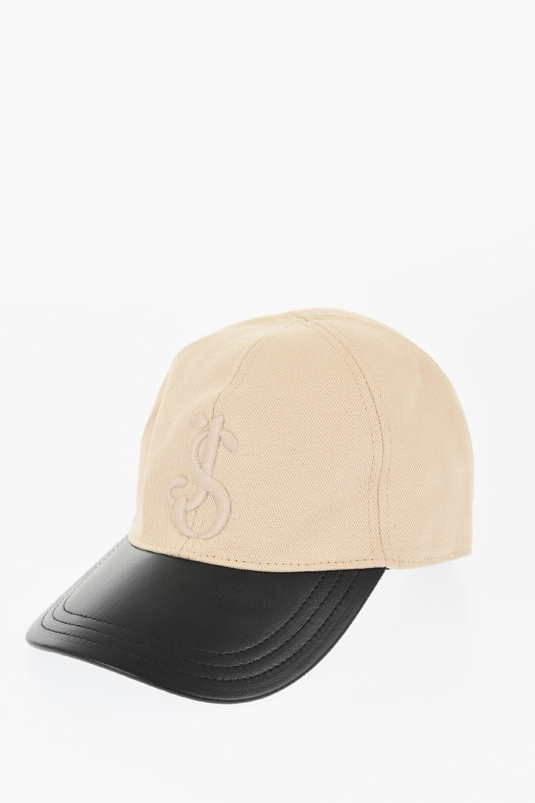 Jil Sander Cotton And Linen Cap with Leather Detail men Glamood