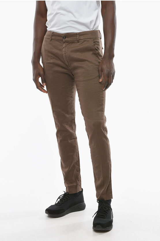 Cruna Cotton And Linen Marais Pants With 4 Pockets In Brown