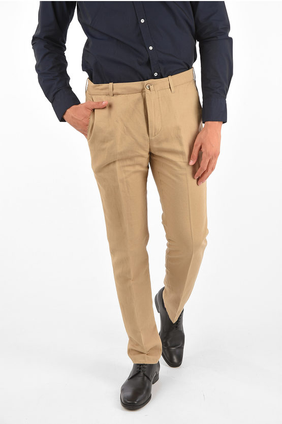 CORNELIANI COTTON AND LINEN PANTS 