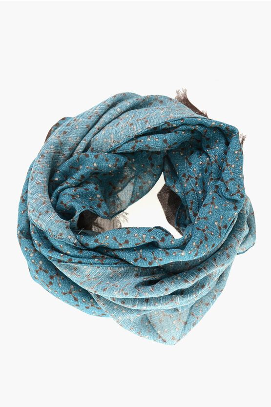 Shop Corneliani Cotton And Linen Scarf With Abstract Pattern