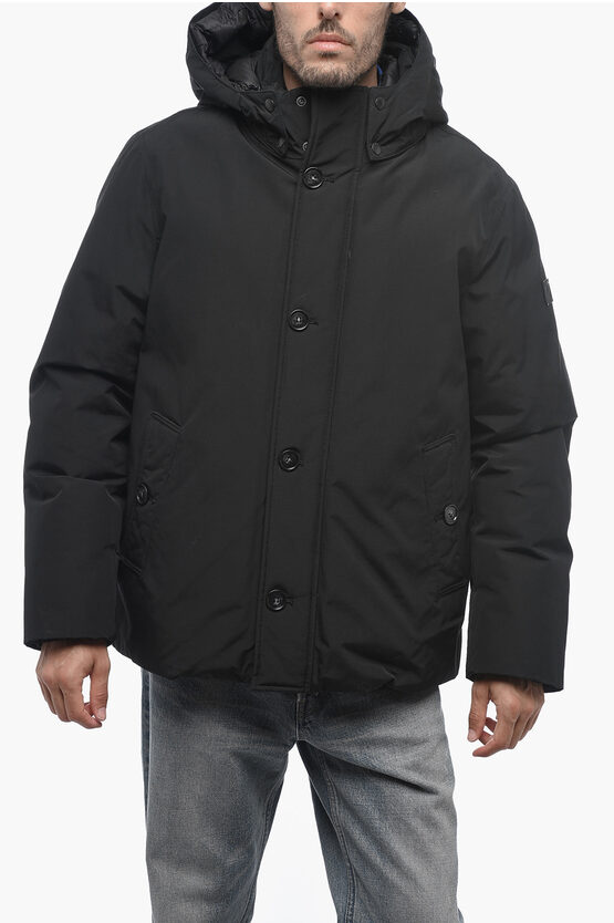 Shop Woolrich Cotton And Nylon South Bay Down Jacket With Removable Hood