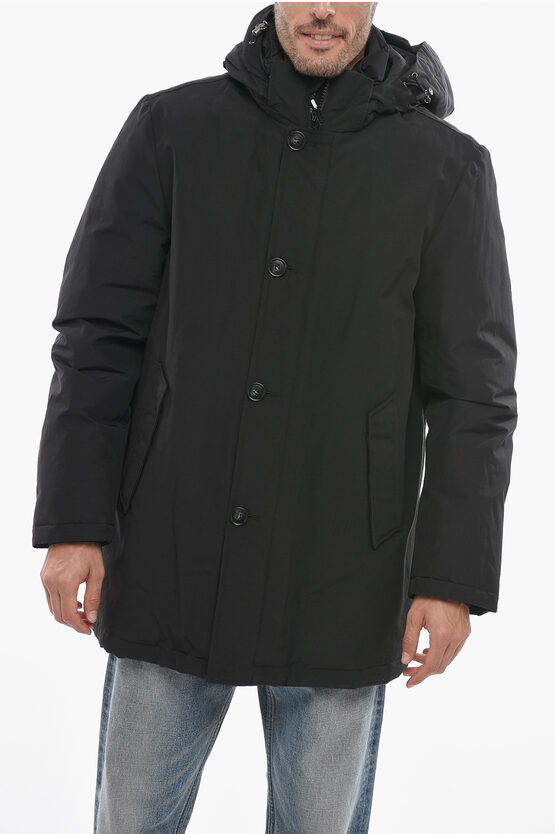 Shop Woolrich Cotton And Nylon South Bay Padded Jacket With Removable Hood