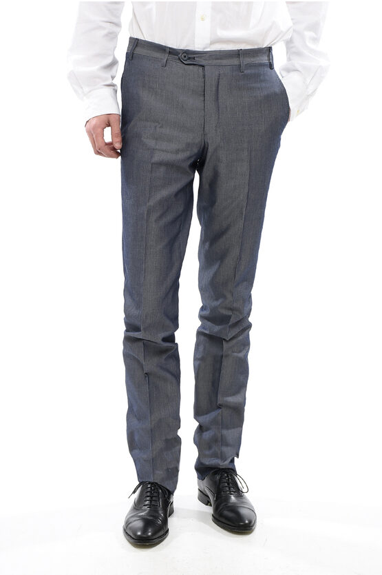 Corneliani Cotton And Silk-blended Leader Pants In Gray