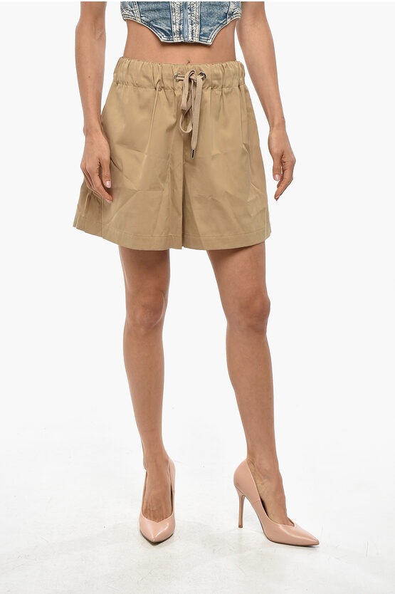Sa Su Phi Cotton And Silk Valentina Shorts With Drawstring Waist In Brown