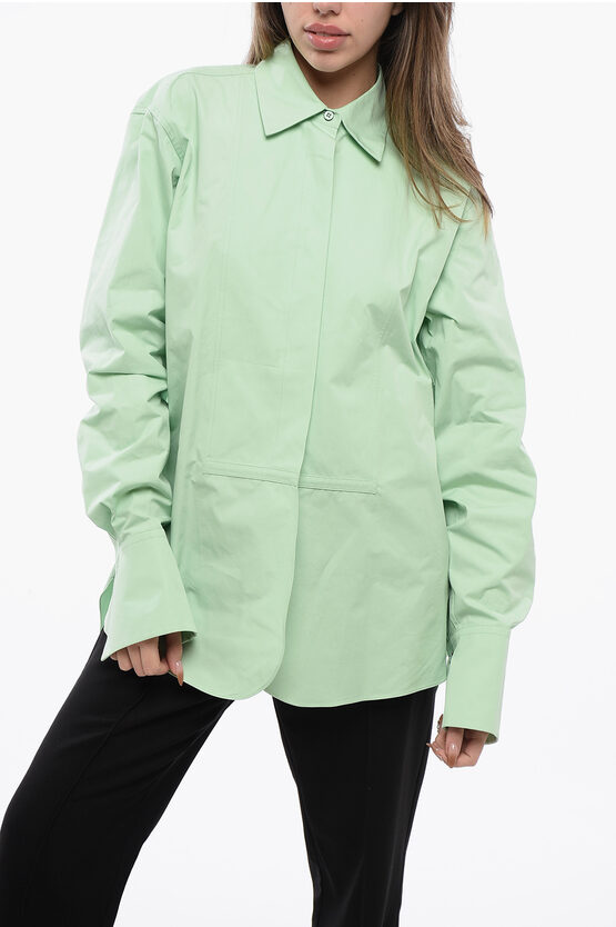Jil Sander Cotton Asymmetric Shirt With Hidden Placket