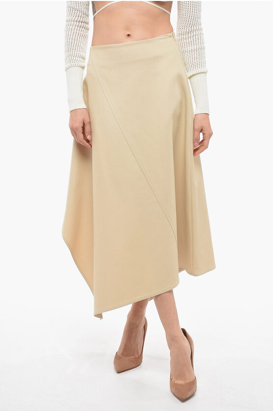 Shop Bottega Veneta Cotton Asymmetric Skirt With Side Zip