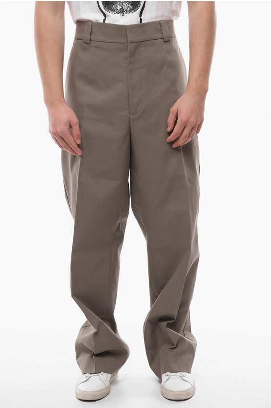 Shop Fear Of God Cotton Baggy Pants With Concealed Closure