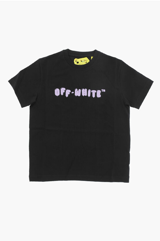 Off-white Cotton Balloons Crew-neck T-shirt With Print In Black