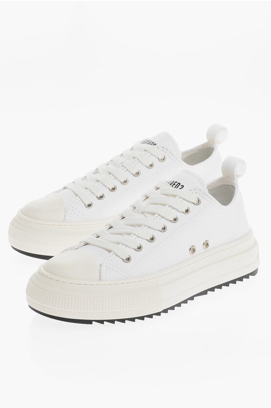 Dsquared2 Cotton Berlin Low-top Sneakers With Track Sole In White