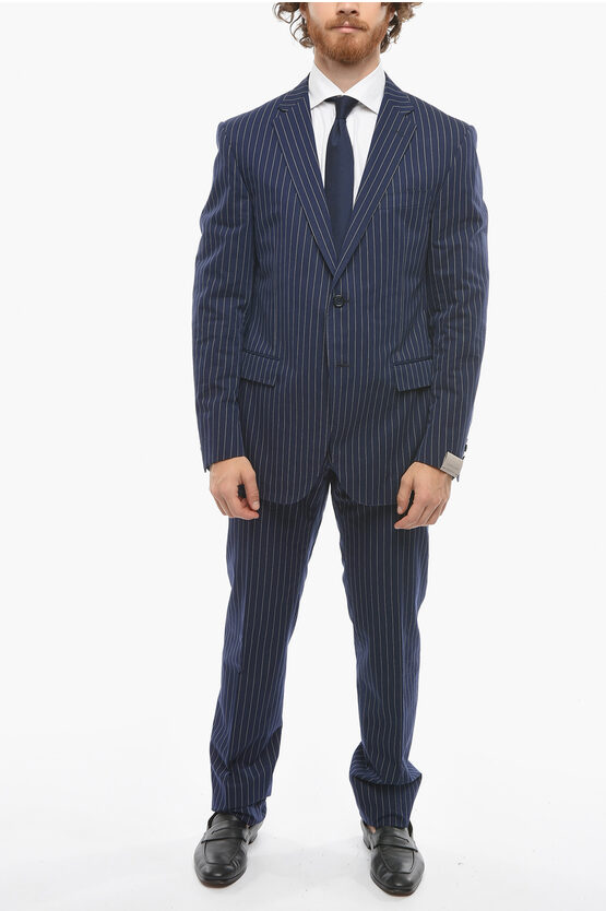 Shop Corneliani Cotton Blend Academy Pinstriped Suit