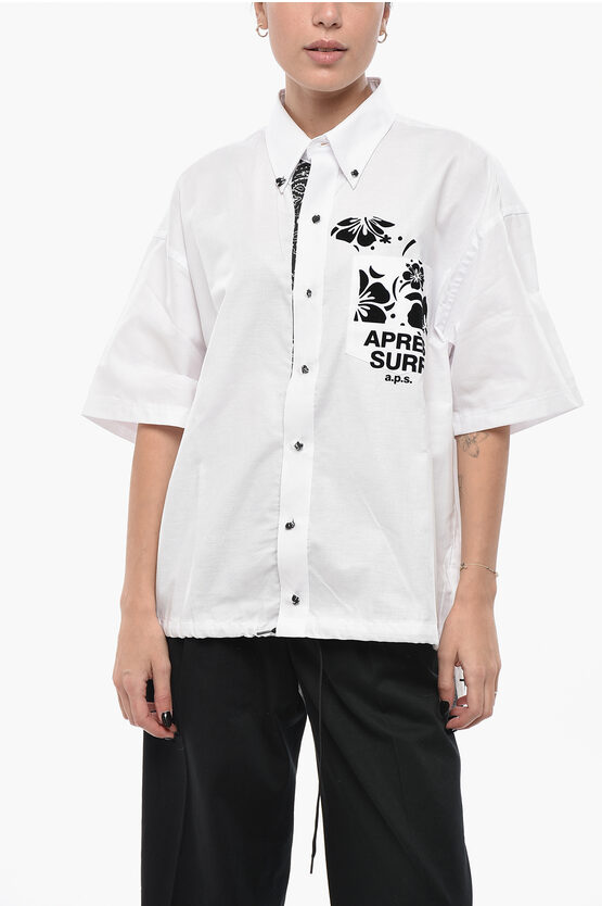 Après Surf Cotton-blend Blouse With Paisley Details And Drawstring In White
