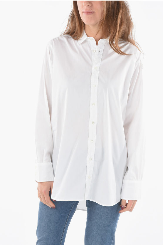 Woolrich Cotton Blend Boyfriend Summer Shirt In White