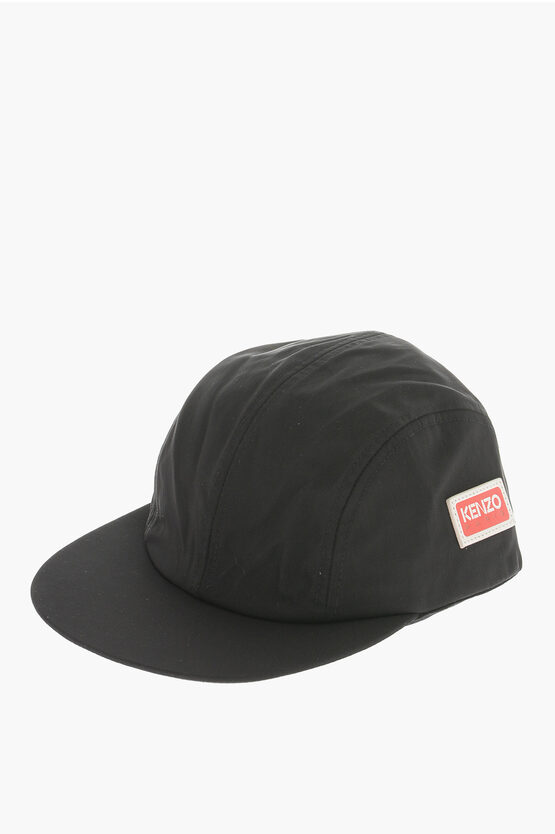 Shop Kenzo Cotton Blend Cap With Leather Detail