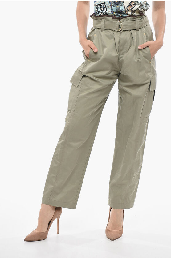 Brunello Cucinelli Cotton Blend Cargo Pants With Belt In Green