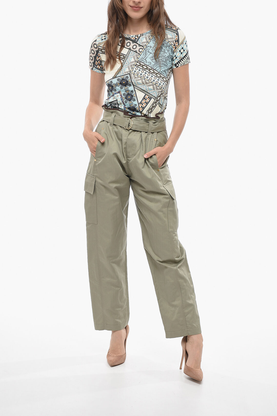 Brunello Cucinelli Cotton Blend Cargo Pants with Belt women