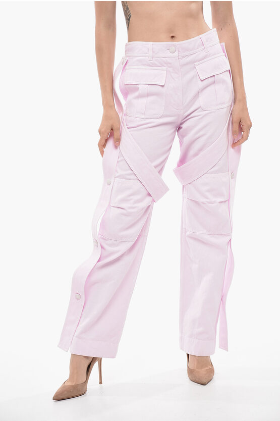 Burberry Cotton Blend Cargo Pants With Removable Details In Pink
