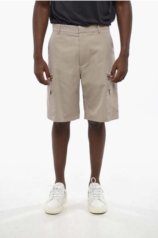 Dior Cotton Blend Cargo Shorts With Belt Loops In Gray