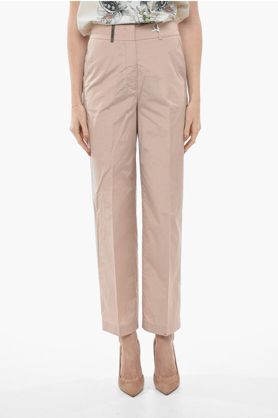 Peserico Cotton Blend Chinos Trousers With Hidden Closure In Pink