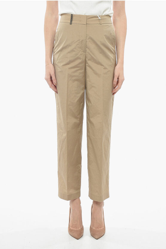 Peserico Cotton Blend Chinos Pants With Hidden Closure In Neutral
