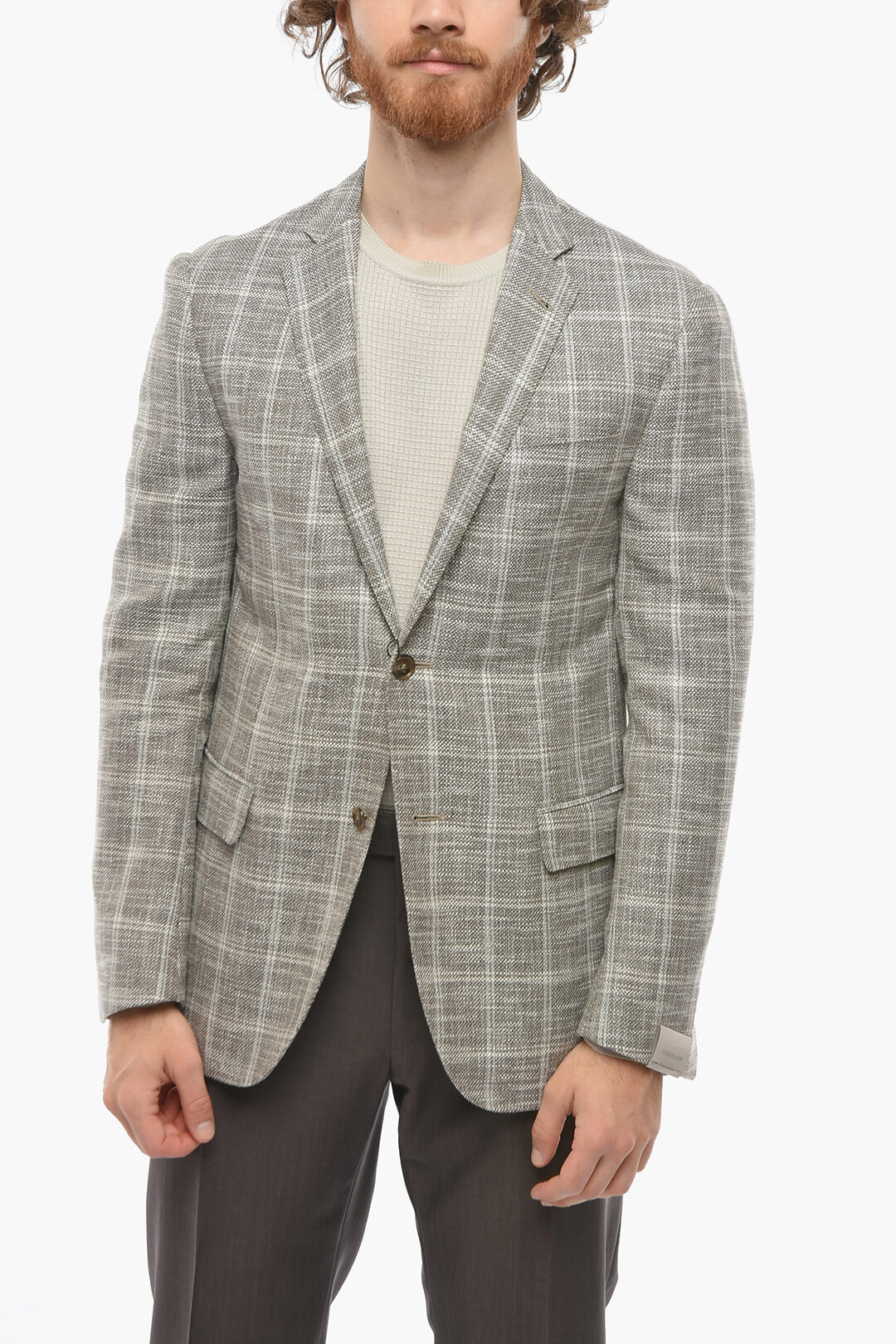 Corneliani Cotton Blend GATE Windowpane Check Blazer men - Glamood