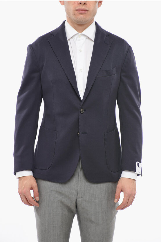 Doppiaa Cotton Blend Half-lined Blazer With Patch Pocket In Black