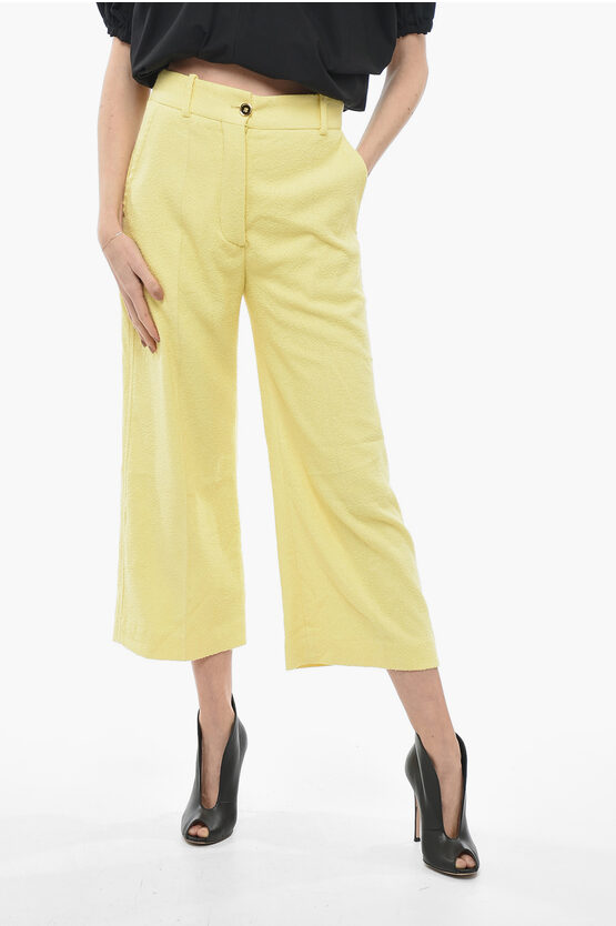 Patou Cotton Blend Iconic Cropped Fit Pants In Yellow