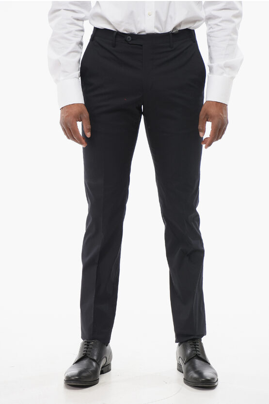 Corneliani Cotton Blend Leader Pants With Flush Pockets In Black