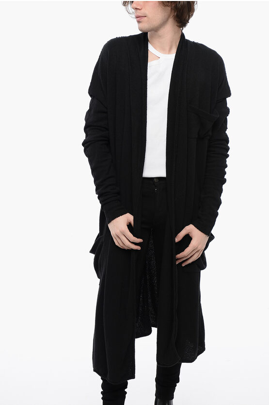 Shop Balmain Cotton Blend Long Cardigan With Reverse Stitchings