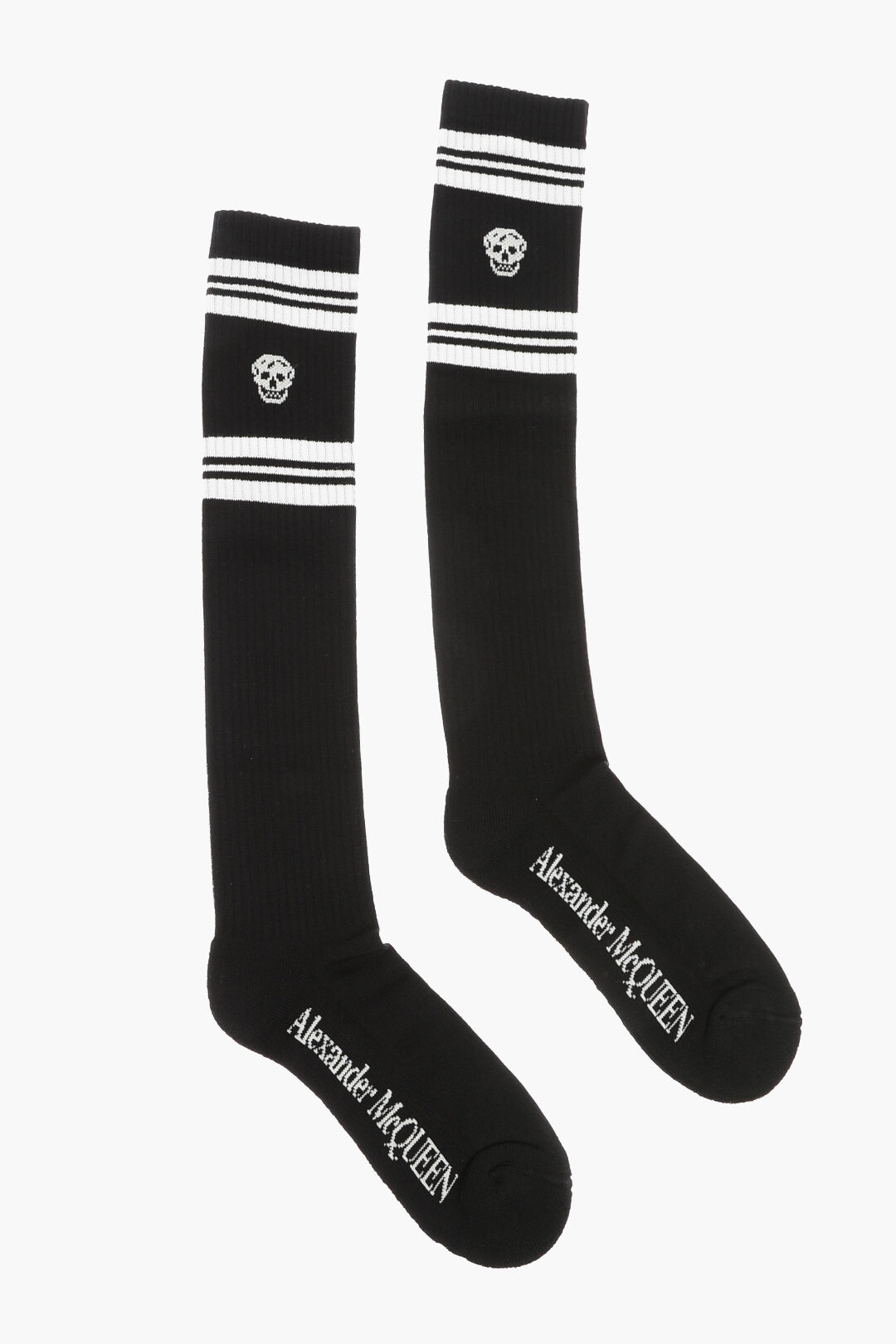 Alexander McQueen Cotton Blend Long Socks with Contrasting