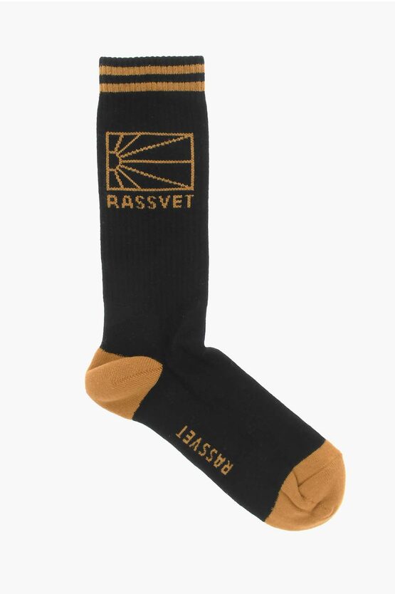 Shop Rassvet Cotton Blend Long Socks With Contrasting Details