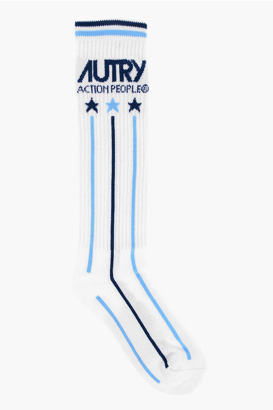 Shop Autry Cotton Blend Long Socks With Contrasting Details