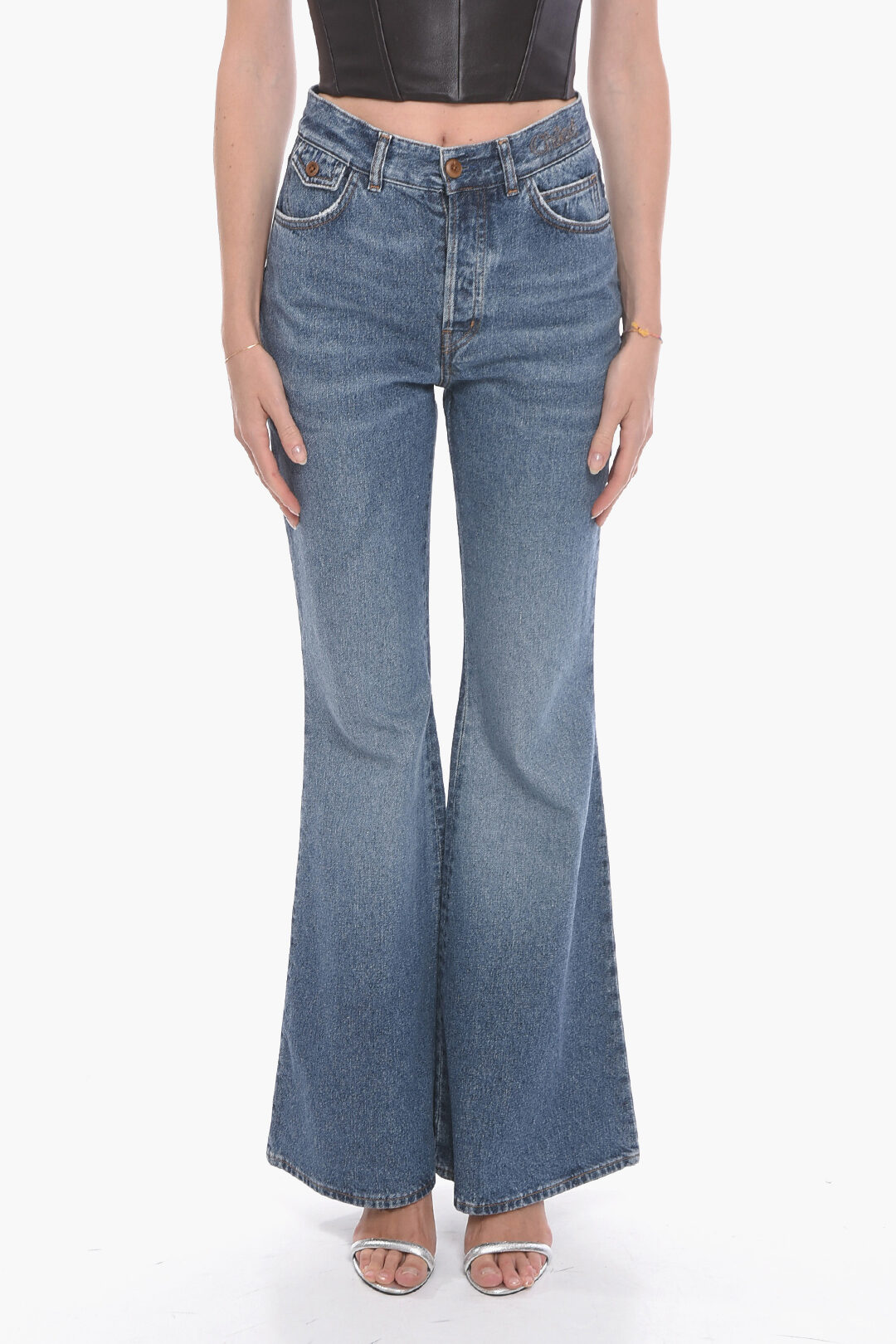 【送料&関税込】ChloAC ChloA¨ Merapi Cotton Denim Jeans Chloe Cotton Blend MERAPI Bootcut Denims 35cm women