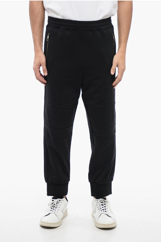 Shop Neil Barrett Cotton Blend Modernist Biker Sweatpants With Zipped Pockets