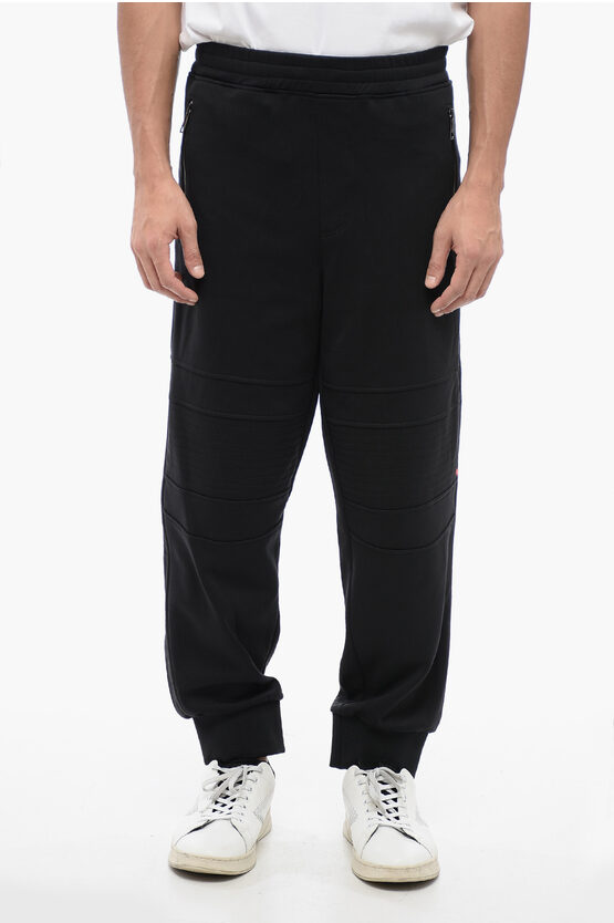 Shop Neil Barrett Cotton Blend Modernist Biker Sweatpants With Zipped Pockets